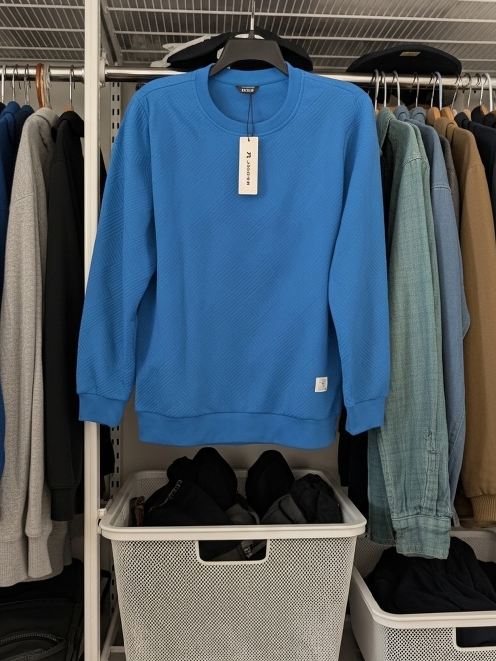 Blue Crewneck Light Weight Sweater - Casual Men's Sweatshirt By JMIEER